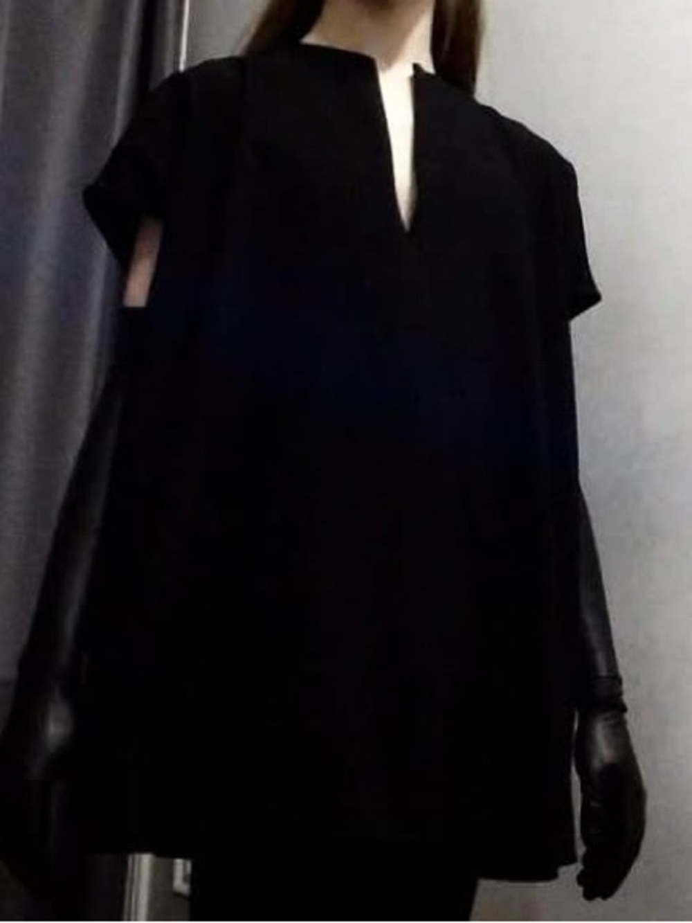 American Apparel Black Mini Dress with V-Neck
